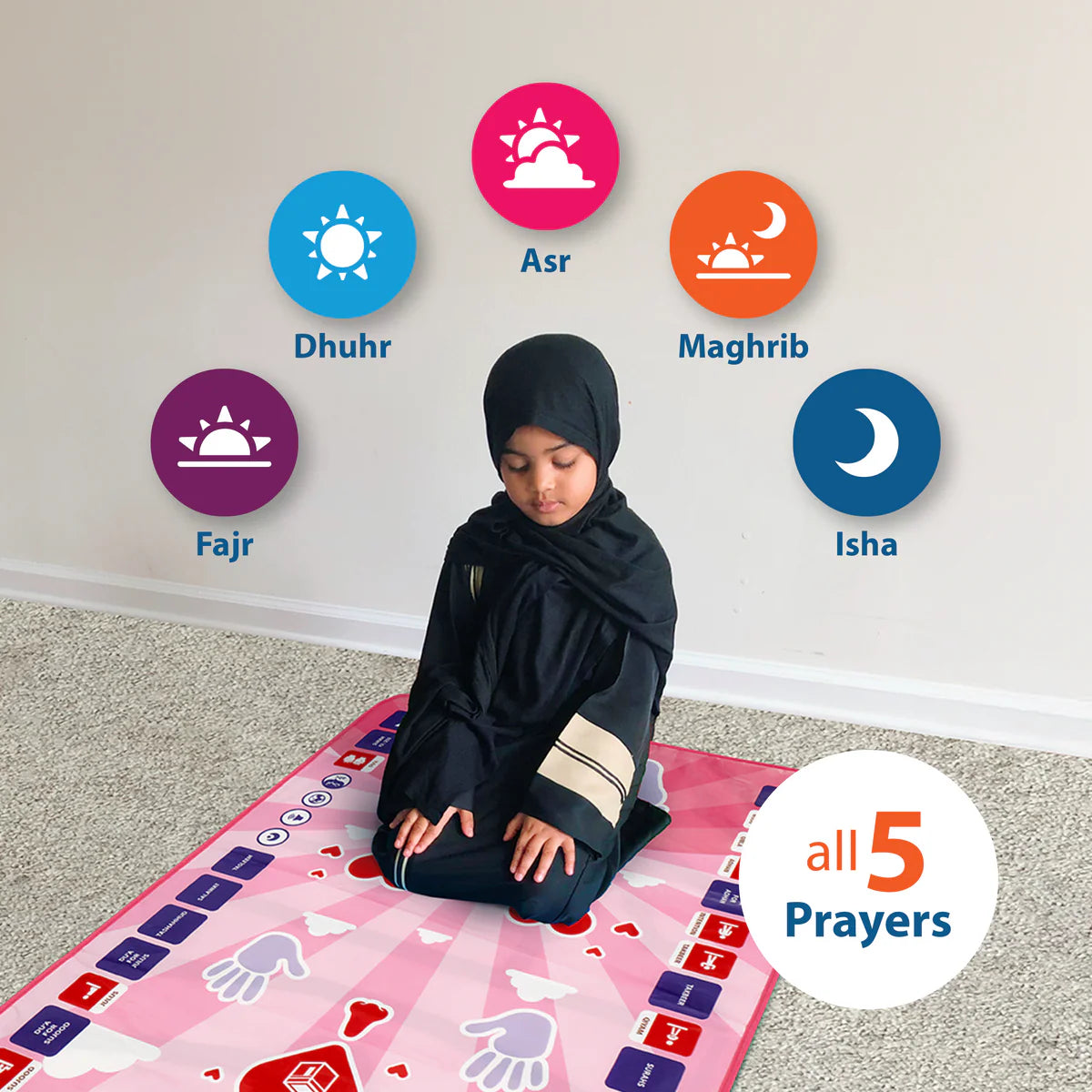 Tapis de Prière Interactif Intelligent pour Enfant - Rose