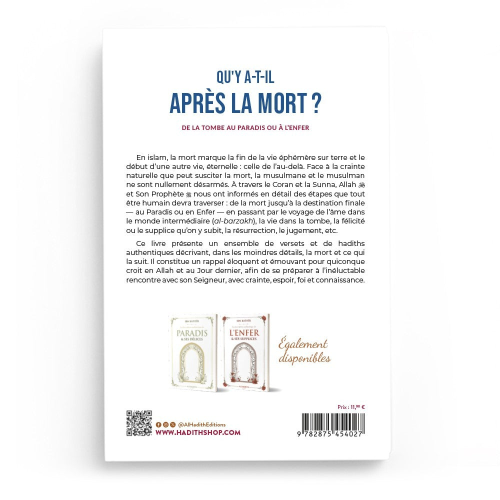Livre Al-Hadith "Qu’Y A-T-Il Après La Mort ? De La Tombe Au Paradis" avec couverture illustrée en français.