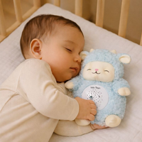 Doudou Kabchi Coranique Veilleuse pour bébé, jouet interactif électronique en forme de mouton bleu avec sons coraniques.