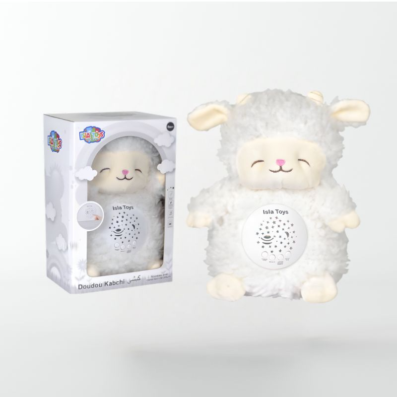 Doudou Kabchi Coranique Veilleuse bébé blanc avec détecteur de pleurs et sons coraniques, jouet électronique pour enfant ISLATOYS