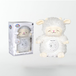 Interactive Kabchi sheep baby night light with Quranic sounds and cry detection, by ISLATOYS, in white color.