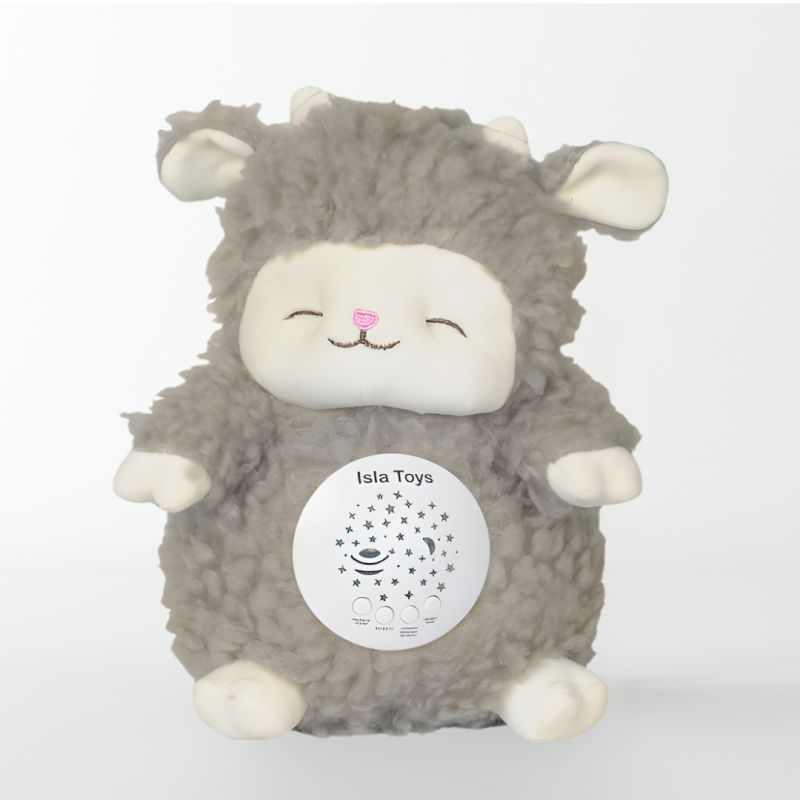 Doudou Kabchi Coranique Veilleuse bébé ISLATOYS en forme de mouton marron avec détecteur de pleurs et sons coraniques.