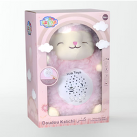 Doudou Kabchi Coranique Veilleuse bébé ISLATOYS avec détecteur de pleurs, mouton rose interactif et sons coraniques pour bébé.