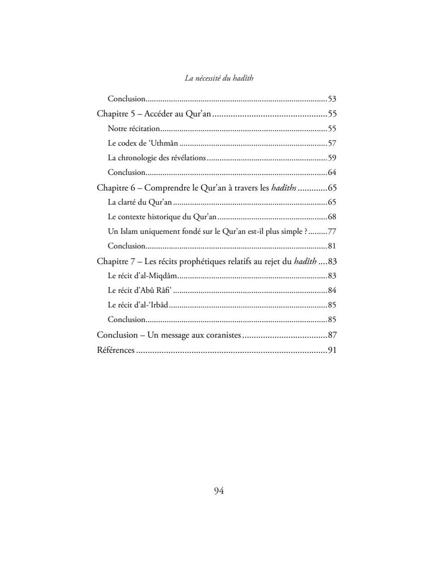 La Nécessité du Hadîth – Farid al-Bahraini