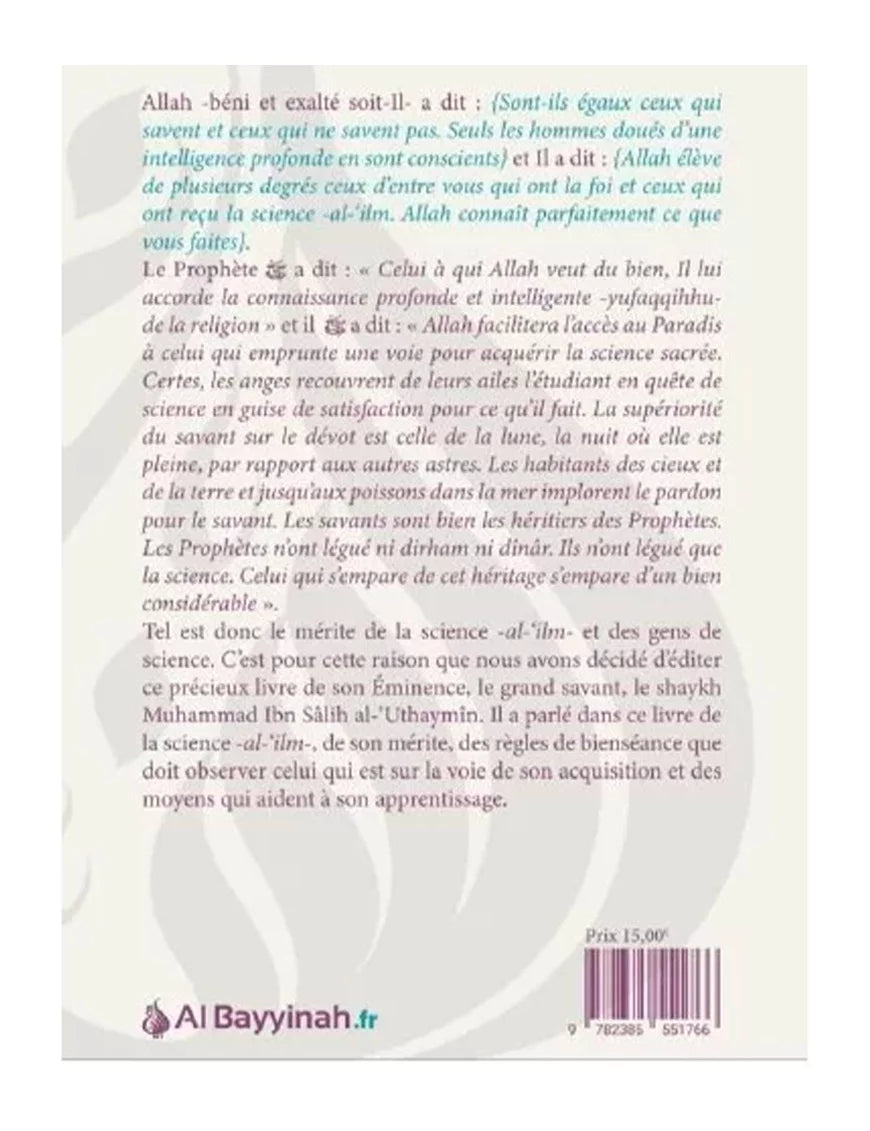 Le Livre de la Science - Kitâb Al-'Ilm - Al Bayyinah