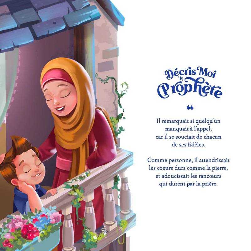 Livre pour enfant "Décris-moi le Prophète ﷺ" de Learning Roots, couverture avec titre et illustrations colorées.