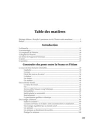 Livre "Les ponts entre la France et l’Islam" d’Alex Grandeau chez Héritage Édition, couverture avec titre et illustrations.