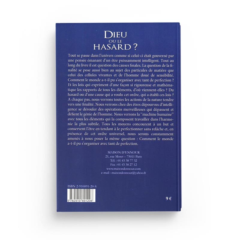 Livre "Dieu ou le Hasard ?" d'Abdelkhaled Abdelkrim, ouvrage publié par Maison D'Ennour, couverture avec titre visible.