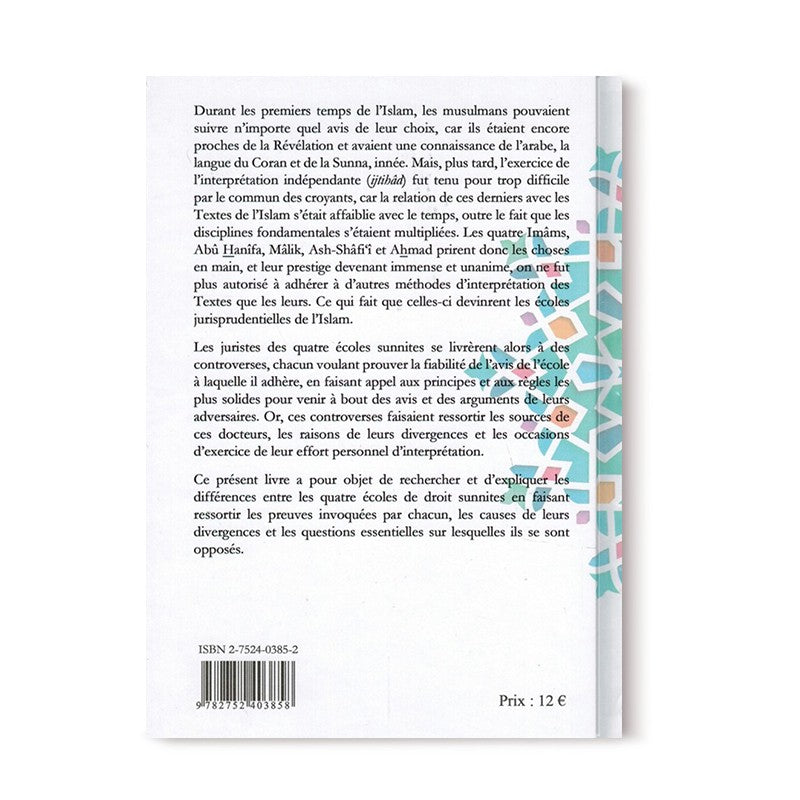 Livre Fiqh Comparé des Quatre Écoles du Droit Musulman par Corentin Pabiot, édité par Maison D'Ennour, avec couverture illustrée.
