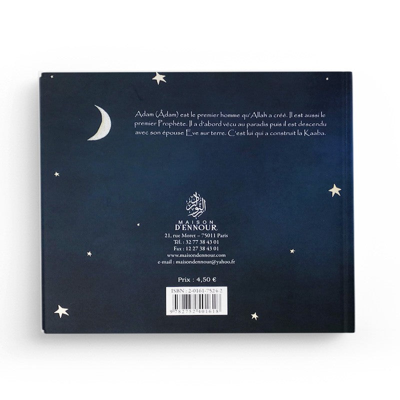 Livre enfant "Le Prophète Adam" de Maison D'Ennour sur fond coloré, avec illustrations captivantes pour les jeunes lecteurs.