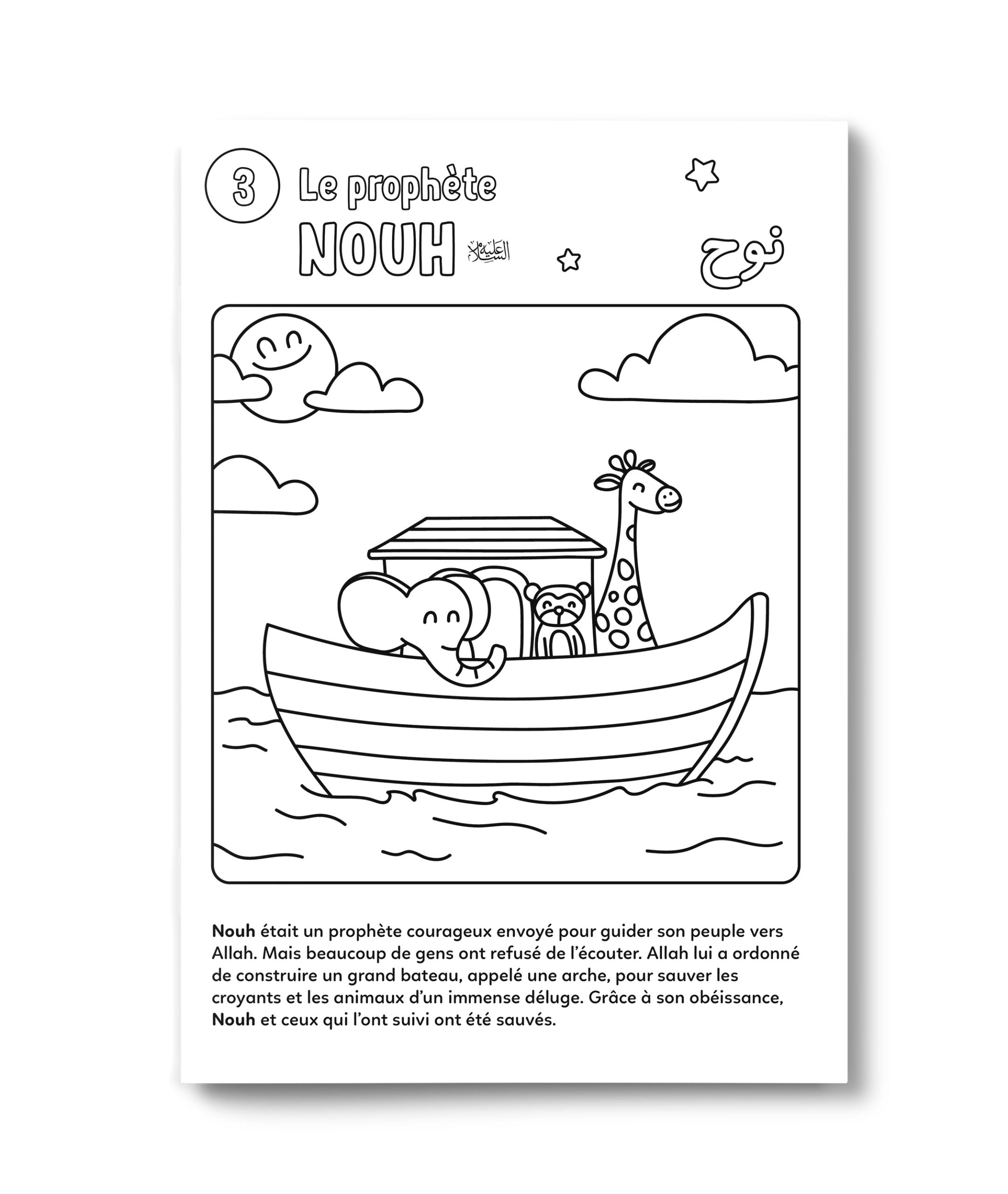 Livre pour enfants "Les 25 Prophètes" de DeeniLearn, couverture avec illustration colorée et titre visible.