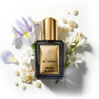 Roll-on Parfum Nabil Musc Blanc 5ml, flacon compact avec bouchon, parfum floral et musqué.