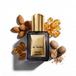 Roll-on Parfum Nabil Musc Imran 5ml, flacon portable avec parfum oriental et floral, pour une fragrance délicate et raffinée.