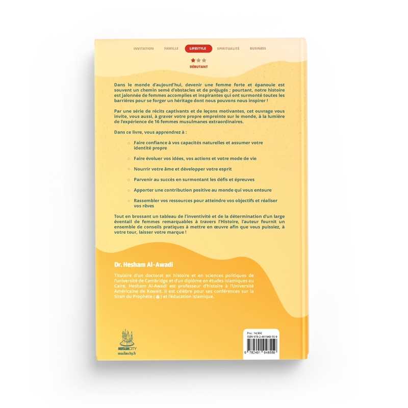 Livre "Laissez votre marque" de Hesham Al-Awadi, couverture avec titre en français et logo Muslim City, dédié aux femmes musulmanes.