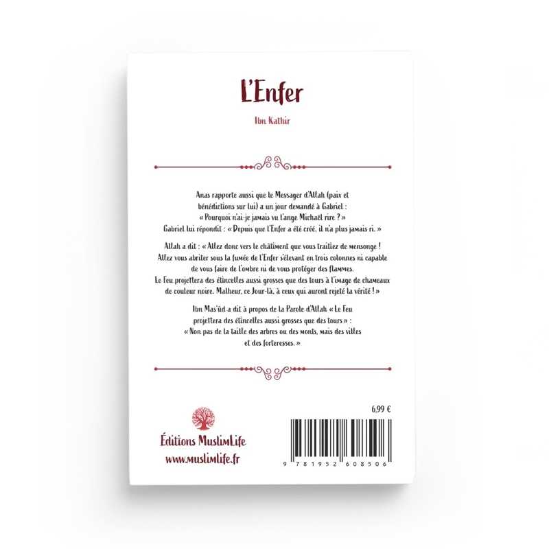 Livre L'Enfer d'Ibn Kathir de Muslim Life, couverture avec titre, présentation du livre religieux islamique.