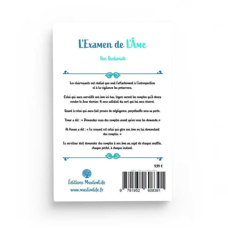 Livre L'Examen de l'Âme d'Ibn Qudamah, édition Muslim Life, couverture avec titre et design simple.