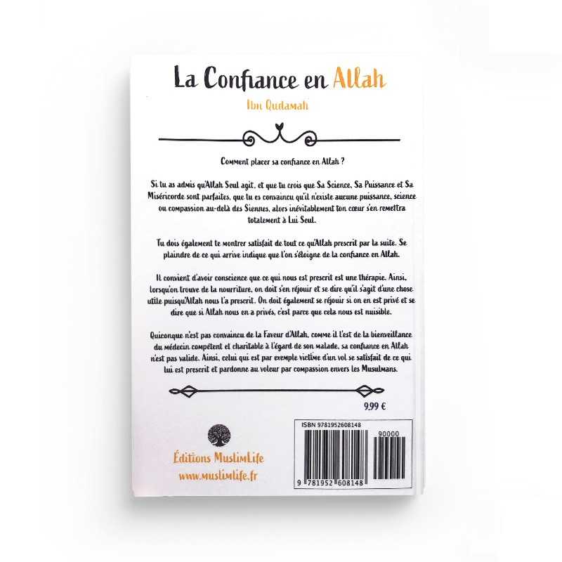 Livre La Confiance En Allah d'Ibn Qudamah, édition Muslim Life, couverture avec titre et design simple, en français.