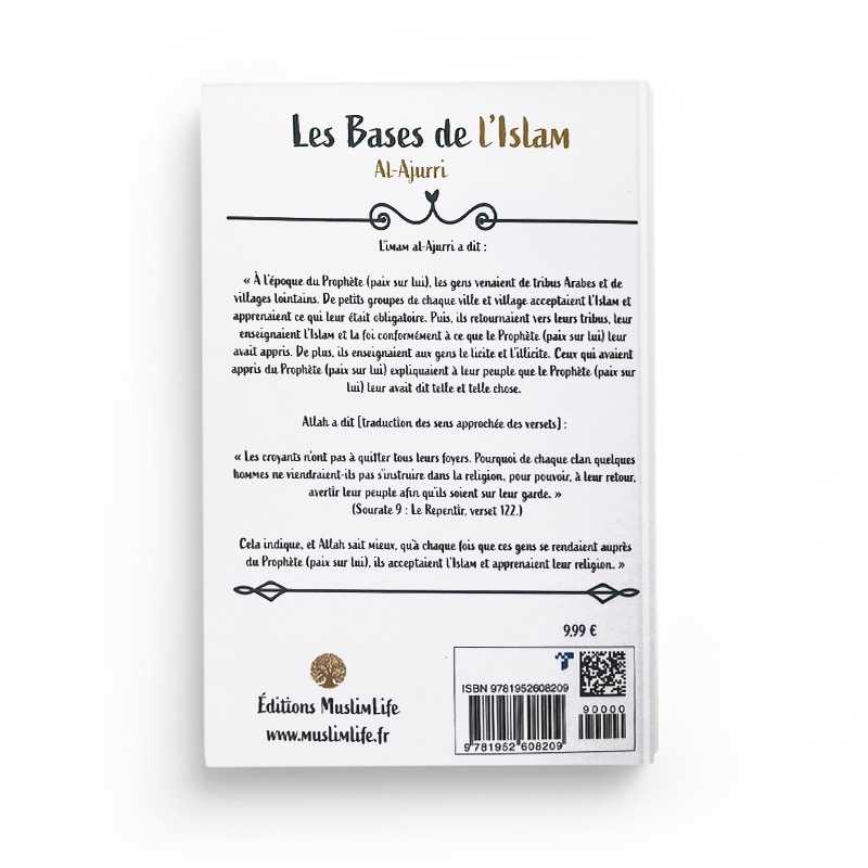 Livre "Les Bases de l’Islam" d'Al-Ajurri, édition Muslim Life, couverture avec titre en arabe et français, livre religieux musulman.