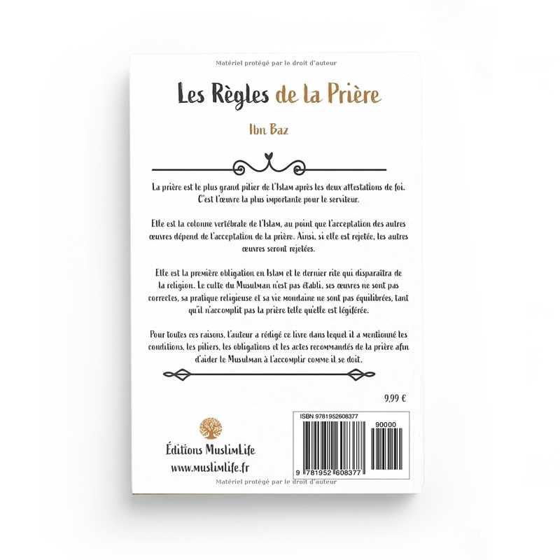 Les Règles de la Prière - Ibn Baz - Editions MuslimLife - Librairie Al Minhaj