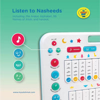 Tablette éducative interactive My Quran Pad, jeu électronique pour enfants avec contenus sur le Coran et la prière.