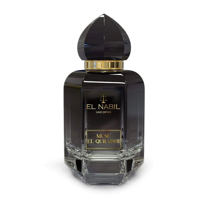 Parfum Nabil El Quraishi, Eau de Parfum El Nabil 65ml, flacon élégant avec étiquette et bouchon noir.