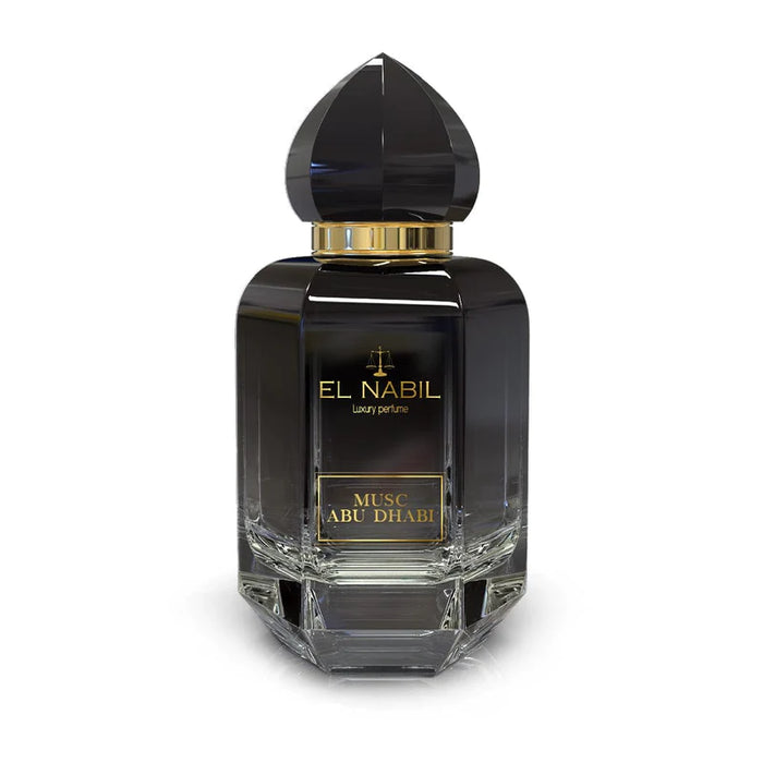 Parfum Musc Abu Dhabi Nabil, flacon de 65ml avec design élégant, mettant en valeur le parfum Eau de Parfum.