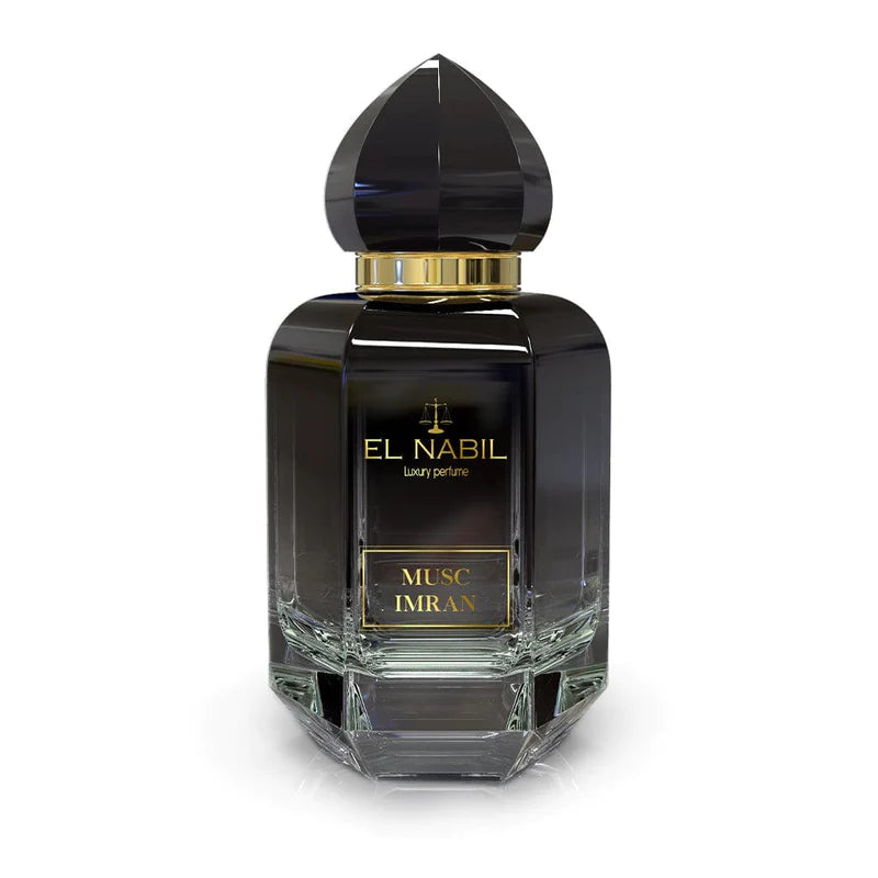 Flacon de parfum Musc Imran de la marque Nabil, eau de parfum El Nabil de 65 ml, avec un design élégant et sophistiqué.