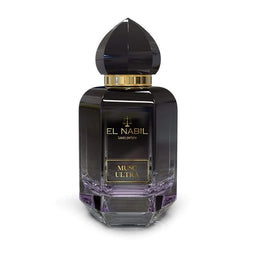 Parfum Musc Ultra Nabil, Eau de Parfum, flacon de 65ml avec design élégant et étiquette noire.