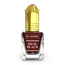 Parfum Nabil Roll-On Musc Black 5ml, flacon petit et élégant, contenant un parfum musc noir pour une fragrance subtile.