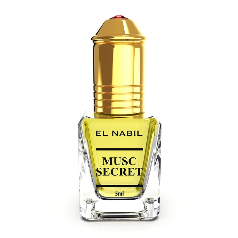 Roll-on parfum Nabil Musc Secret de 5ml, flacon compact avec applicateur roll-on, parfum oriental et musqué pour femme et homme