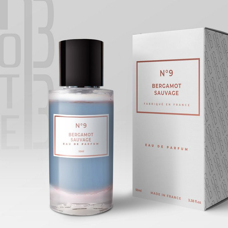 Parfum Bergamote Sauvage N°9 de Note 33, flacon de 50ml, avec notes fraîches de bergamote dans un flacon élégant