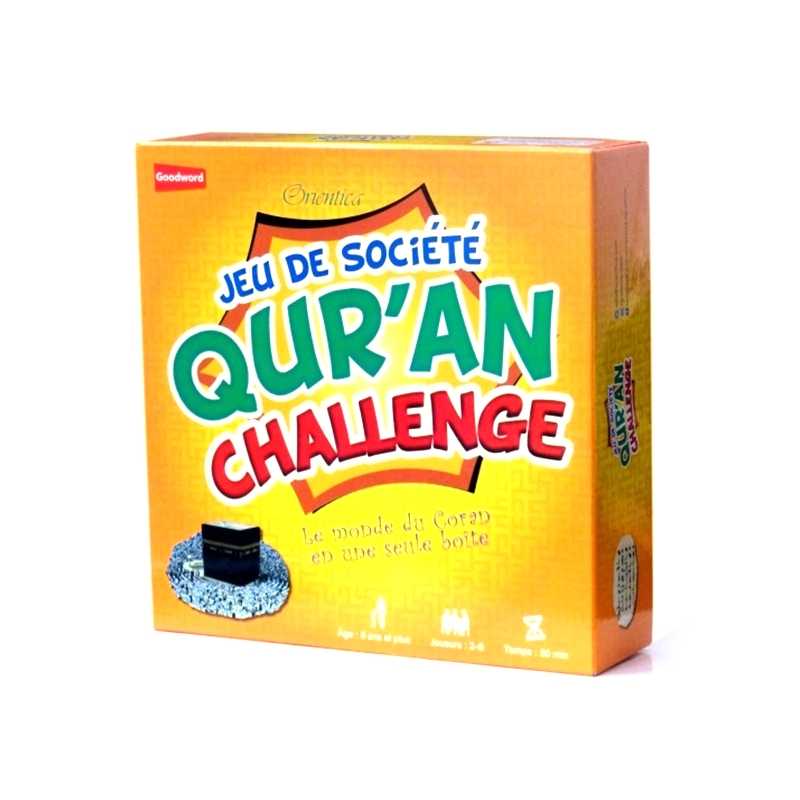 Jeu éducatif pour enfants Quran Challenge de Orientica, boîte contenant des questions sur le Monde du Coran, destiné aux jeunes.