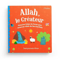 Livre Allah le Créateur d'Orientica avec histoires du Coran pour remercier Allah, page ouverte avec texte religieux visible