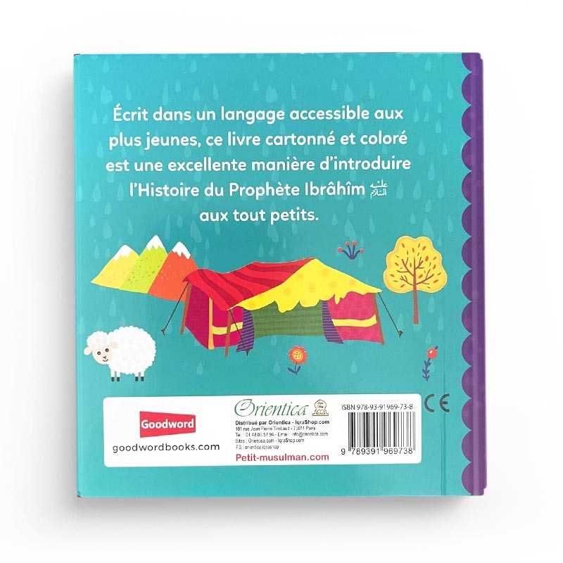 Livre pour enfants « Le Prophète Ibrâhîm » d'Orientica, histoires tirées du Coran pour remercier Allah, couverture colorée.