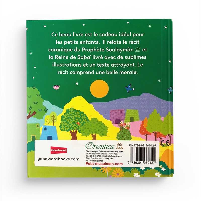 Children's book titled "Le Prophète Soulaymân et la Reine de Saba" by Saniyasnain Khan, published by Orientica, with colorful cover illustration.