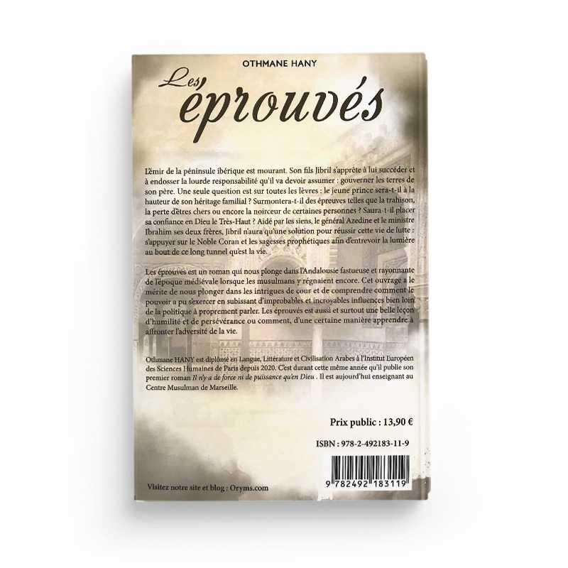 Livre Les Éprouvés d'Othmane Hany, publié par Oryms, couverture avec titre et illustrations colorées visibles.