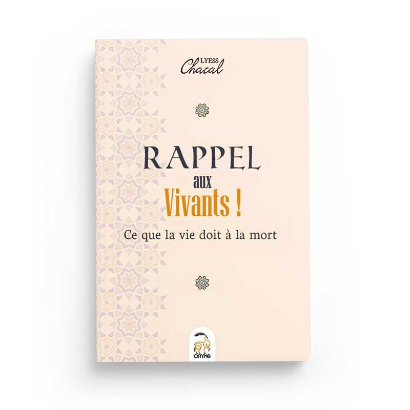 Livre "Rappel aux Vivants" de Lyess Chacal chez Oryms, couverture avec titre noir sur fond blanc, livre de réflexion sur la vie et la mort.