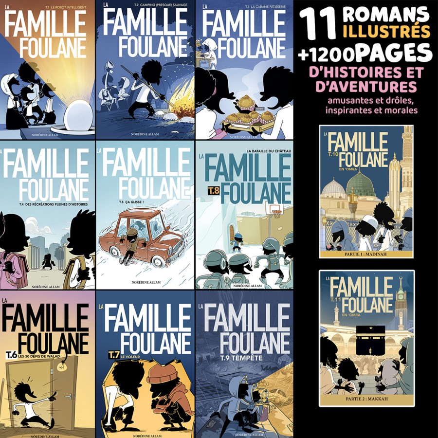 Pack de 11 livres pour enfants Famille Foulane de Bdouin, histoires et humour en famille, illustrés et adaptés aux jeunes lecteurs.