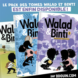 Pack de 3 albums BD pour enfants Walad et Binti, format XXL, illustrés colorés et adaptés aux jeunes lecteurs par Bdouin.