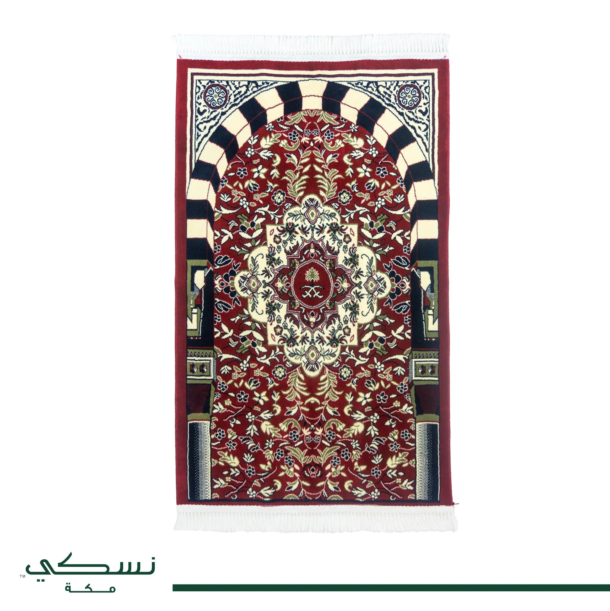 Tapis De Prière Riyadh Al Salihyen – Couelur Rouge – Velours Luxe - Librairie Al Minhaj