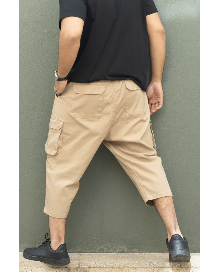 Pantalon sarouel cargo homme WASSAT en beige, kaki ou noir, tissu confortable, style décontracté, vêtements homme.