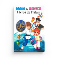 Livre enfant Adam et Meryem, Héros de l'Islam de Pixelgraf, couverture illustrée avec personnages et titre visible.