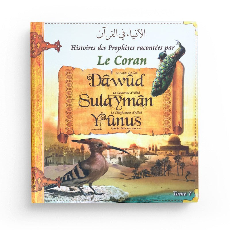Livre pour enfants Pixelgraf sur les histoires des Prophètes, avec récits de Dawud, Sulayman et Yunus, tome 7, couverture colorée.