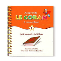 Livre enfant Pixelgraf "J'apprends le Coran à mon enfant 1" avec Sourate Al Fatiha et les 9 dernières sourates, couverture colorée.