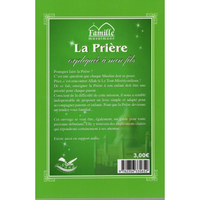 Livre pour enfant "La Prière Expliquée À Mon Fils" de Pixelgraf, couverture avec titre coloré et illustrations attrayantes.