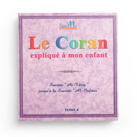 Livre pour enfant "Le Coran expliqué à mon enfant" Tome 4 par Pixelgraf, couverture avec titre coloré et illustrations attrayantes.