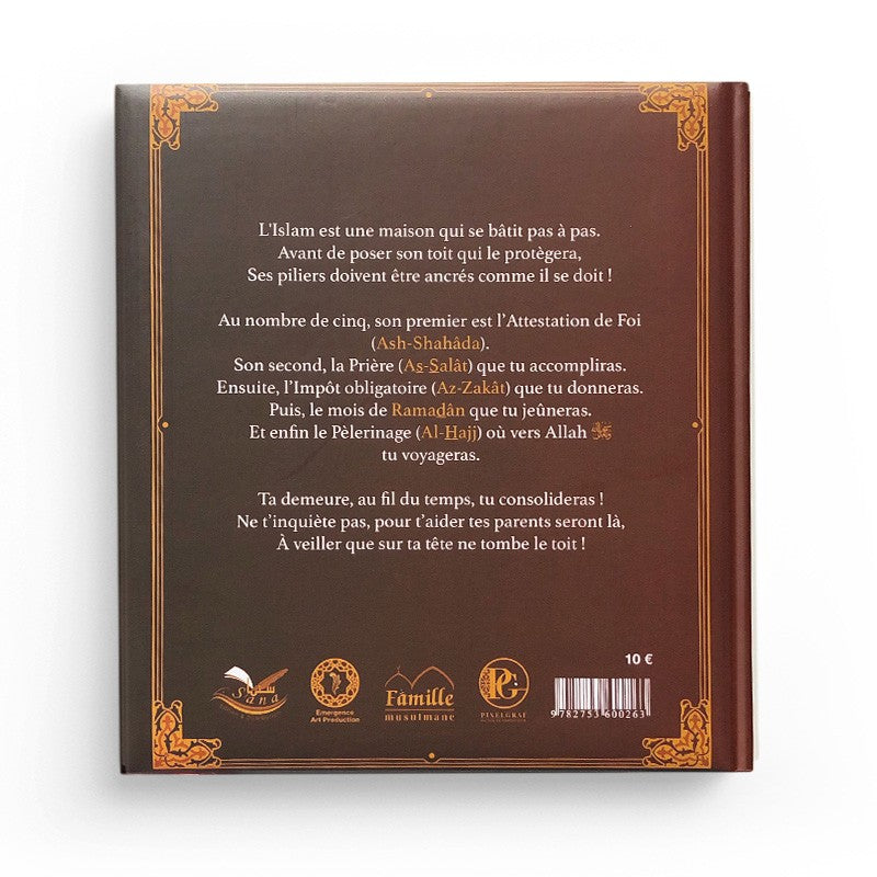 Livre enfant Les Cinq Piliers de l'Islam par Pixelgraf, couverture colorée illustrant les piliers de la foi islamique.