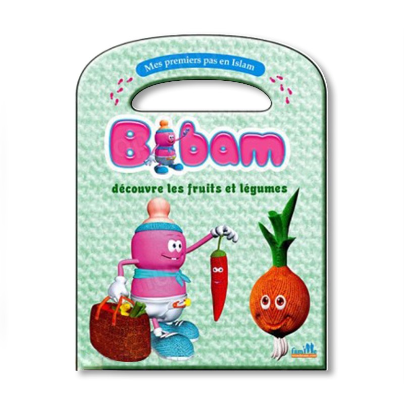Livre pour enfants Pixelgraf "Mes premiers pas en Islam", Bibam découvre fruits et légumes, illustrations colorées et éducatives.