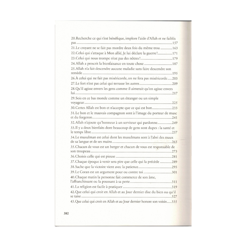 Sommaire des Préceptes prophétiques (Qawâ'id nabawiyya), page 2 sur 3, éditions Al Bayyinah