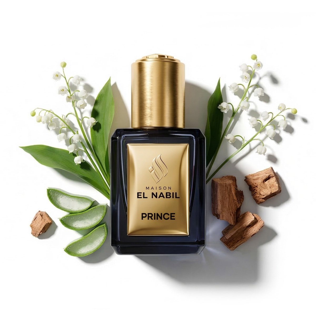 Roll-on Parfum Nabil Musc Prince 5ml, flacon compact avec bouchon, parfum masculin musqué, gel pour application facile.